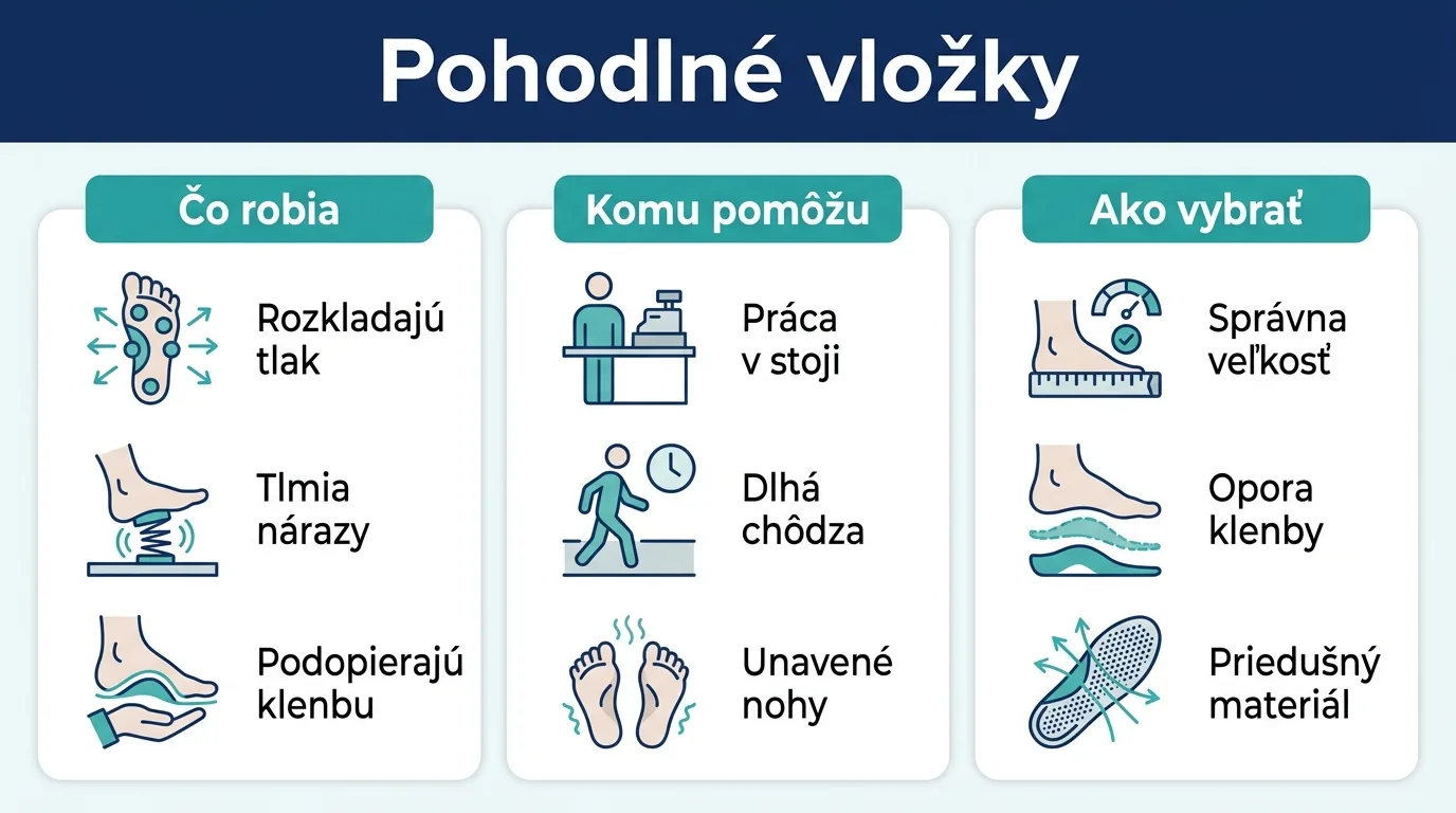 Infografika zhŕňajúca, čo pohodlné vložky robia, komu pomáhajú a ako ich vybrať