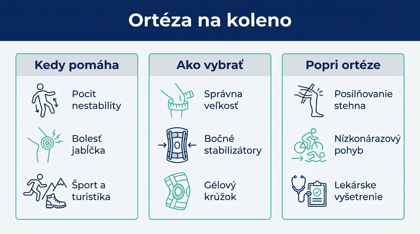 Infografika o tom, kedy pomáha ortéza na koleno