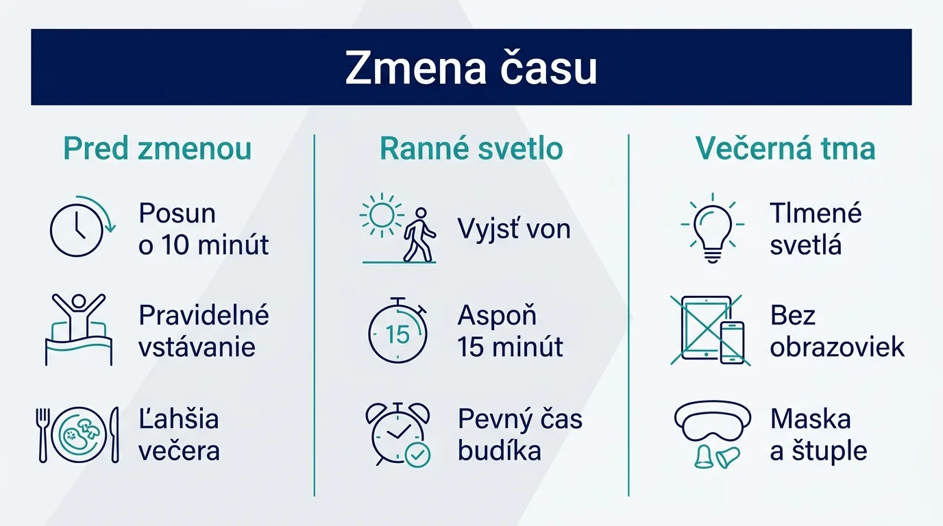 Infografika o prispôsobení spánku po zmene času
